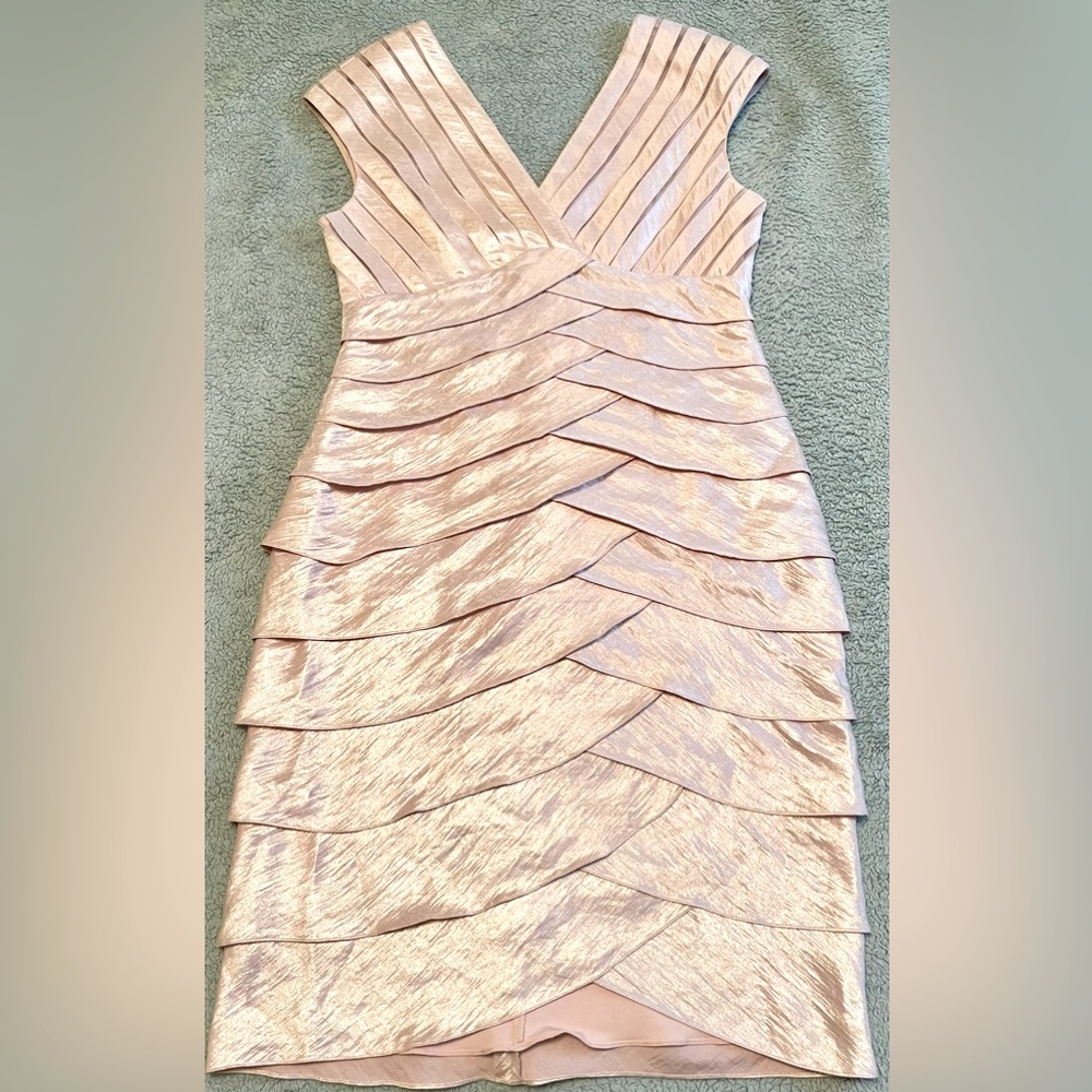 Adrianna Papell Shimmering Pink Layered Mini Dress